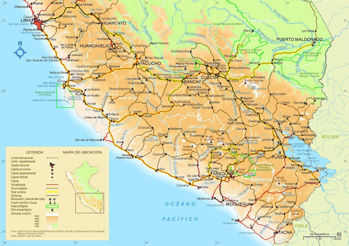 bản đồ của miền nam Peru