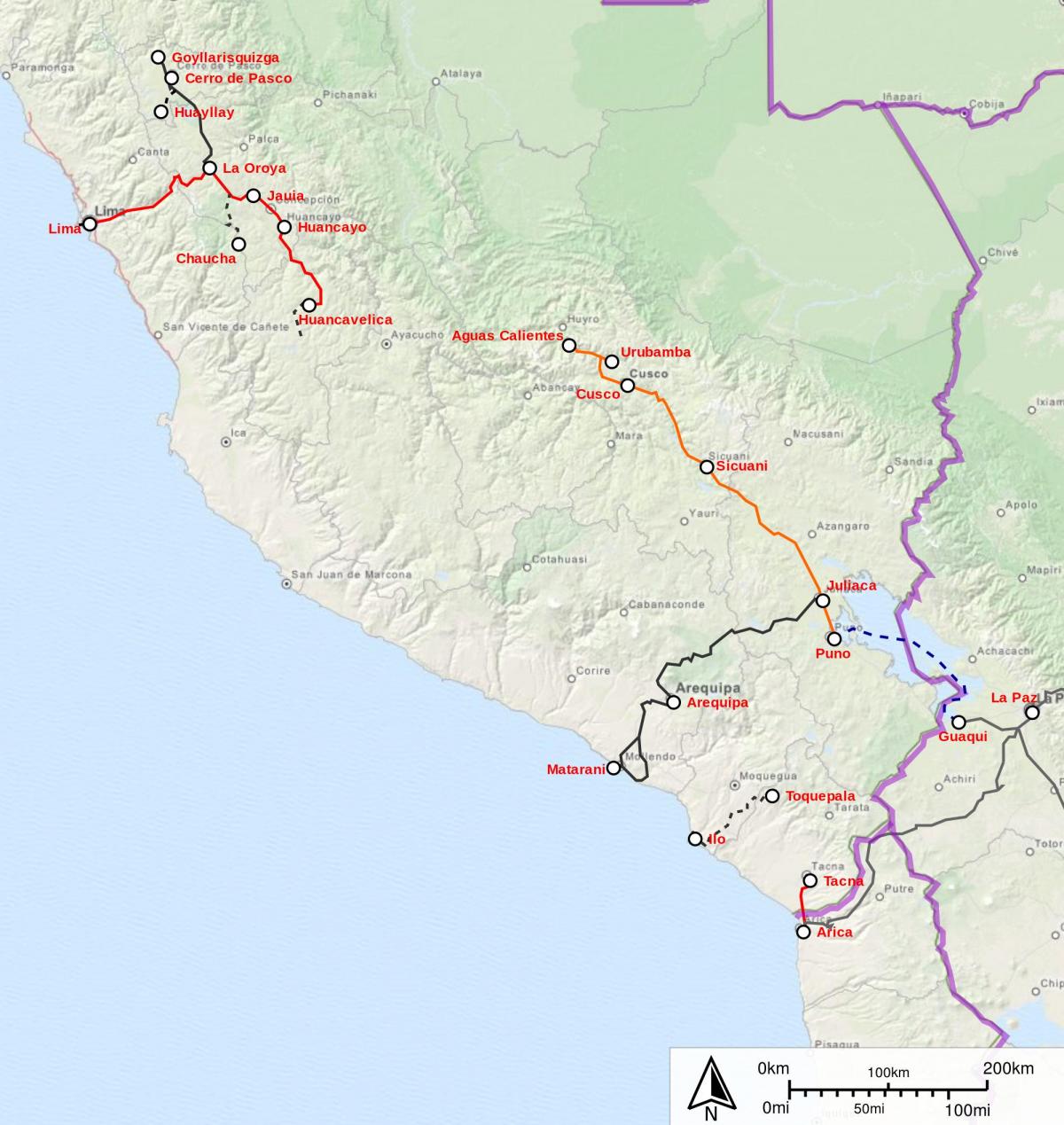 Peru đào tạo bản đồ