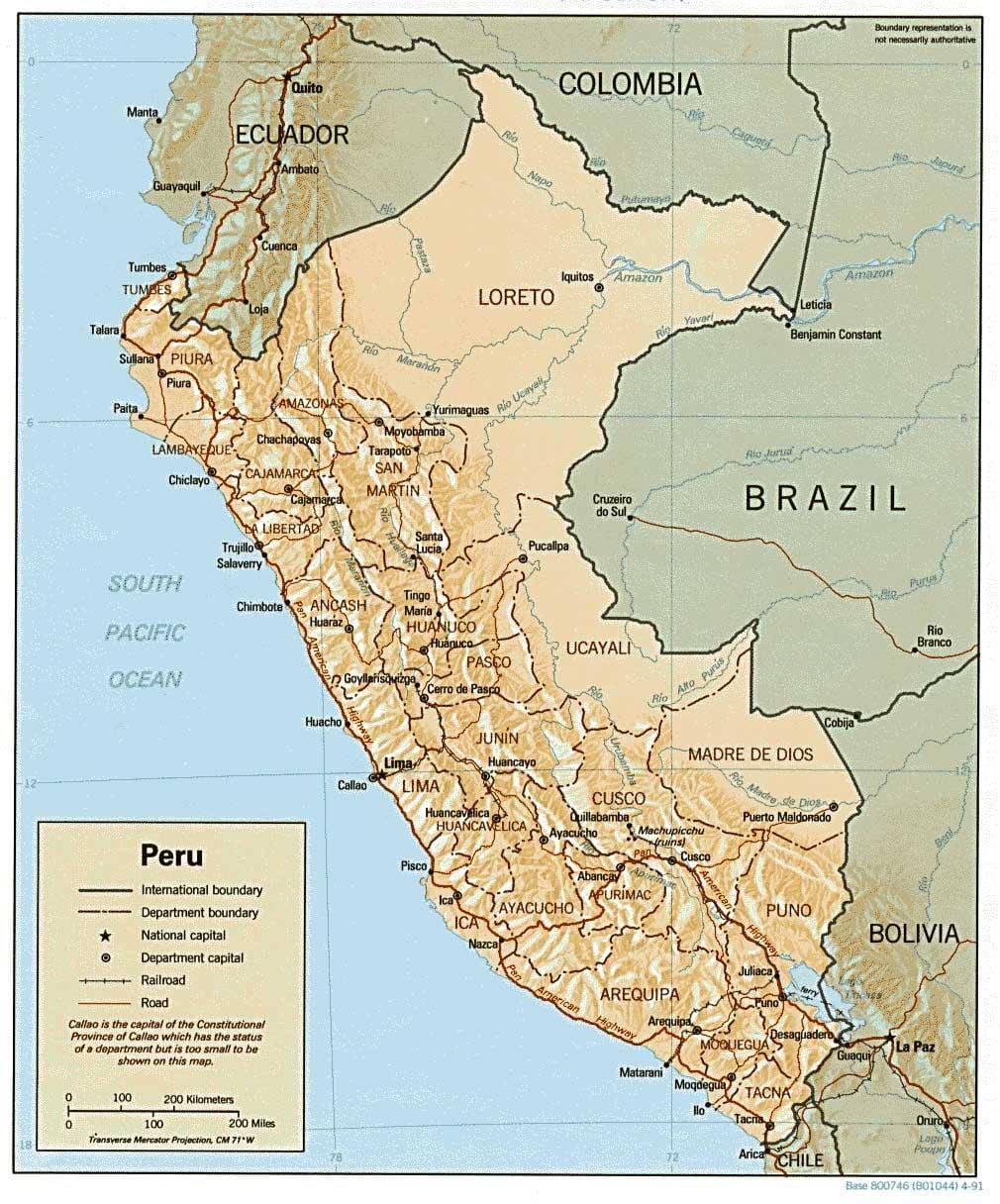 bản đồ của Peru lướt 