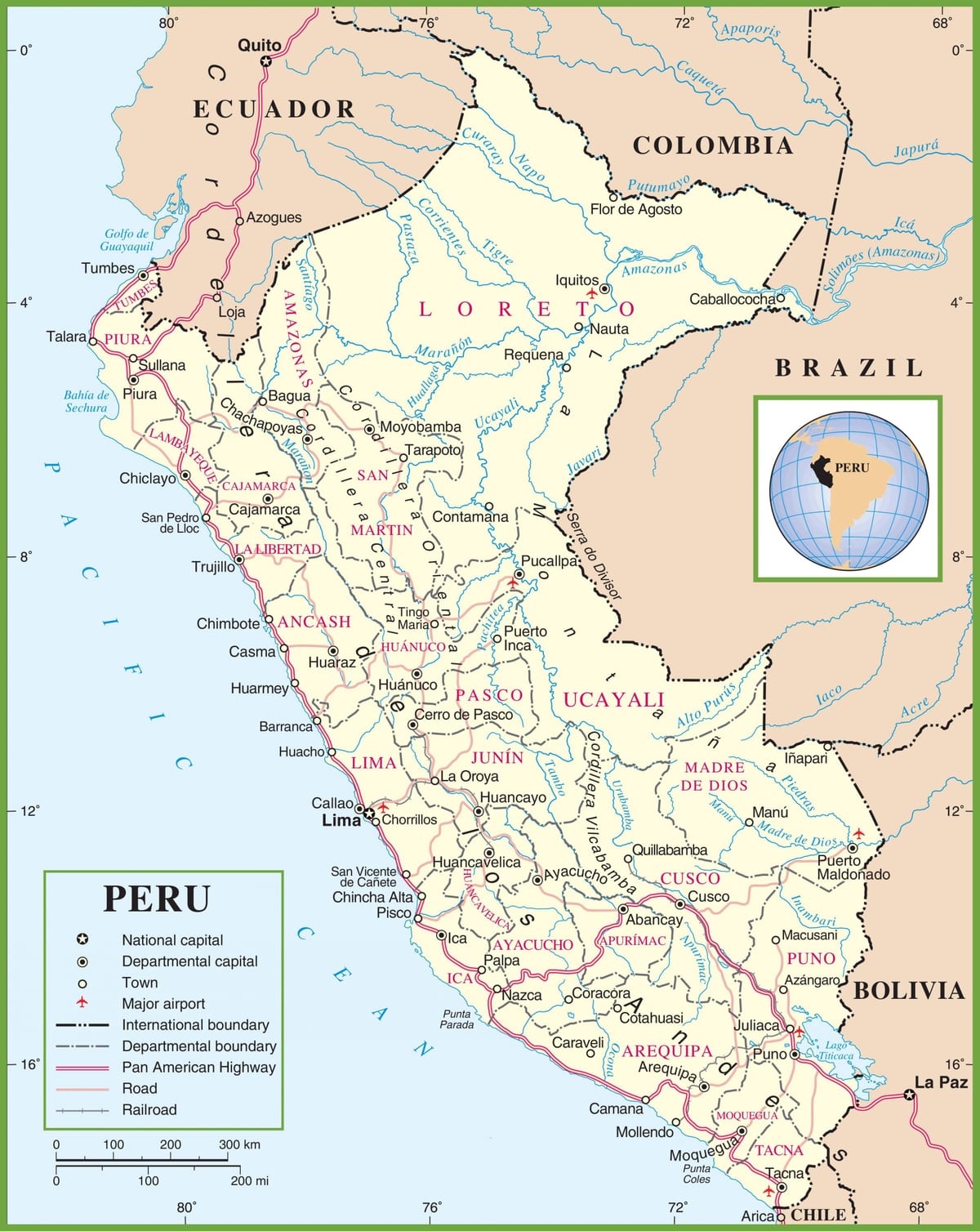 bản đồ của bản đồ chính trị của Peru