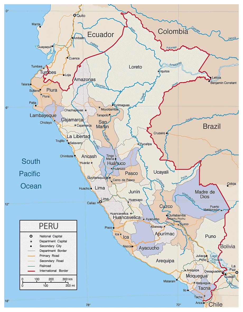bản đồ của bản đồ chi tiết của Peru