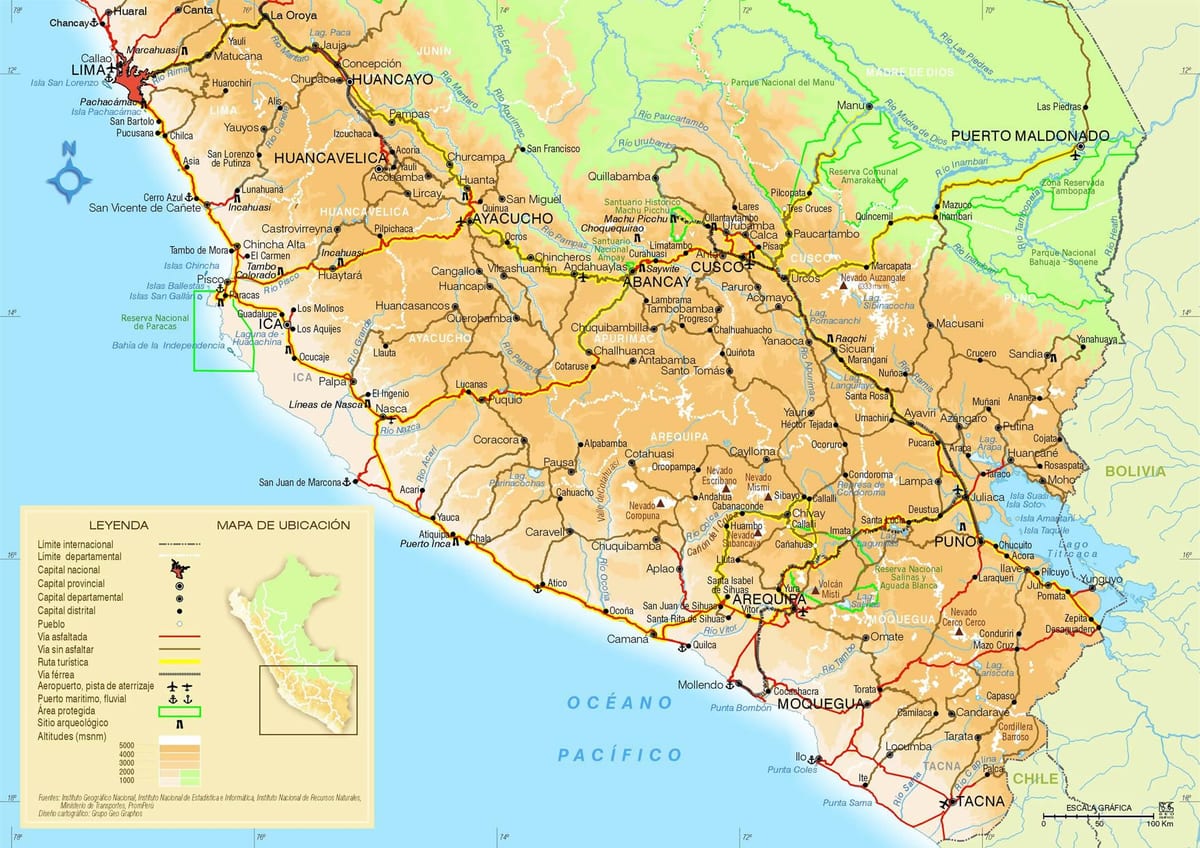 bản đồ của miền nam Peru