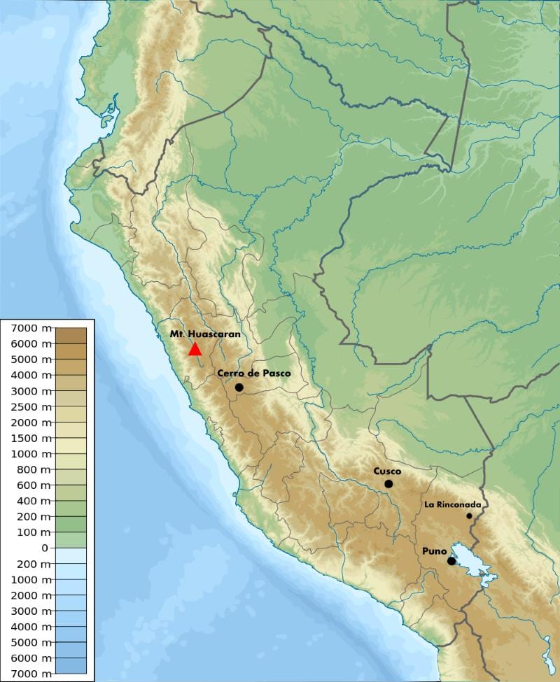 độ cao bản đồ Peru