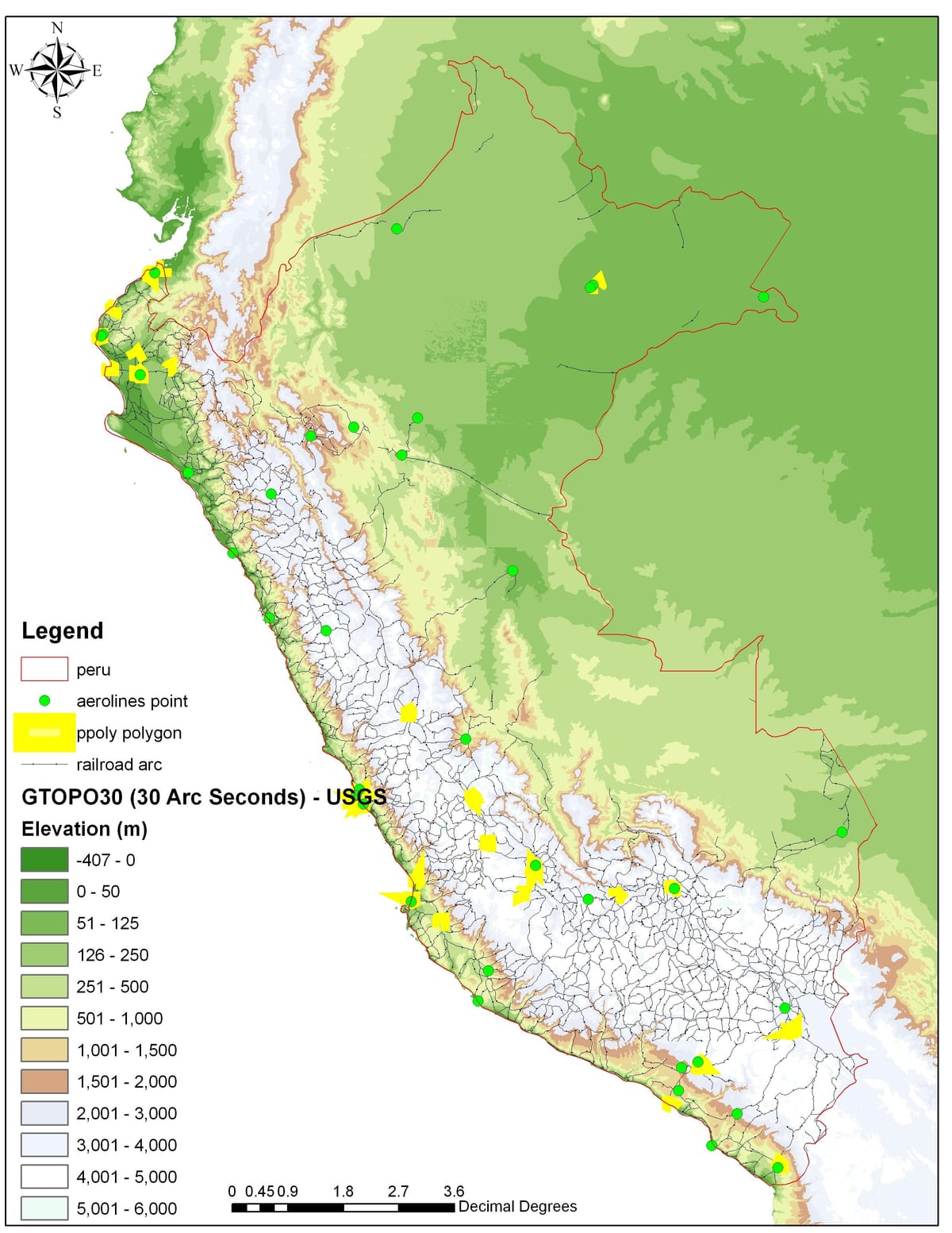 bản đồ của Peru độ cao