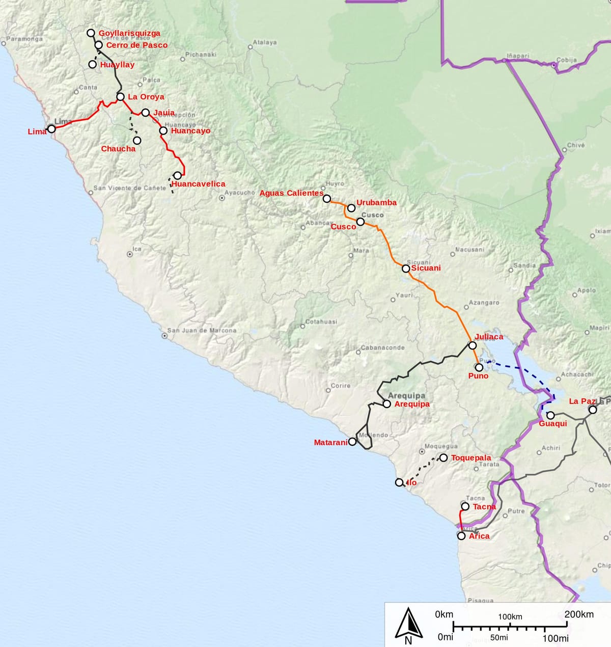 Peru đào tạo bản đồ