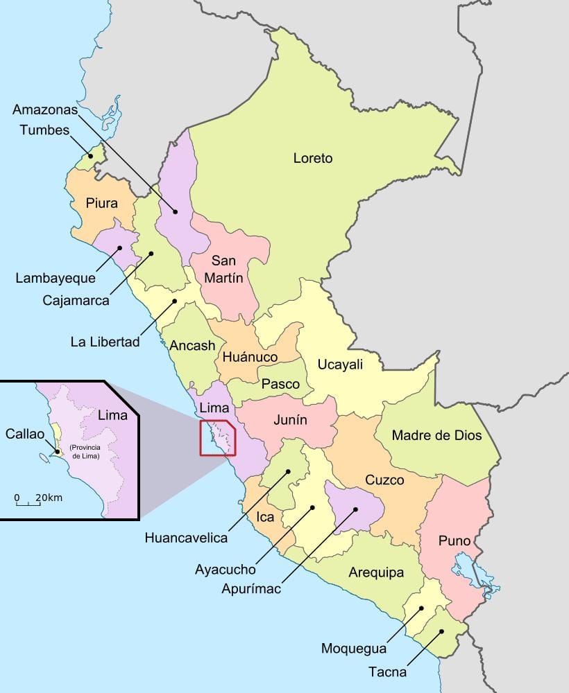 bản đồ của Peru bộ phận