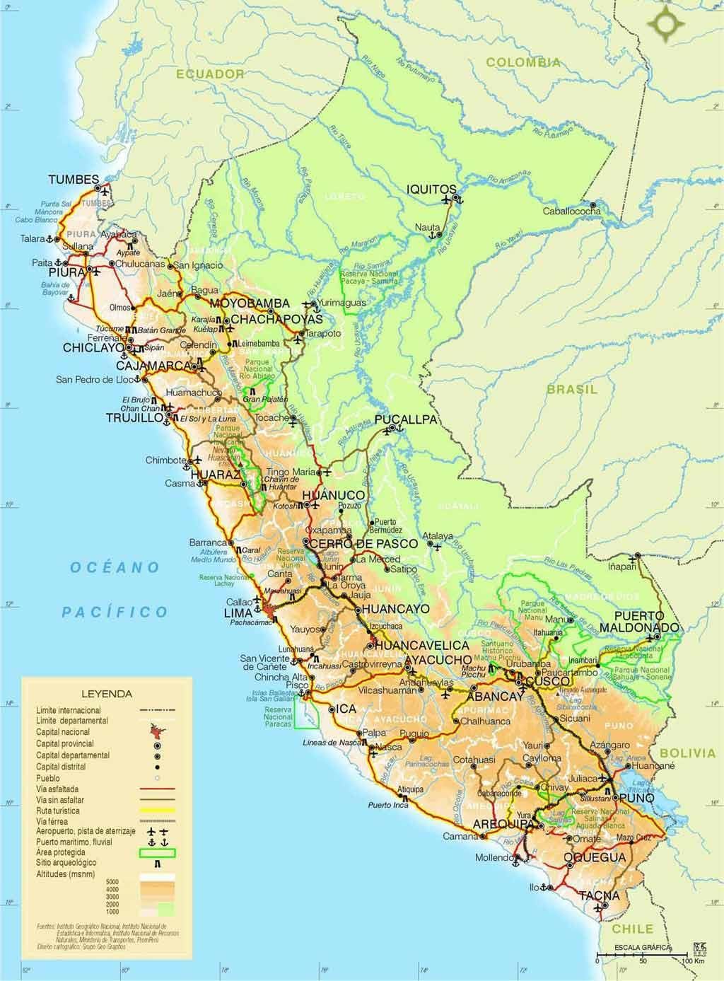 andes núi Peru bản đồ