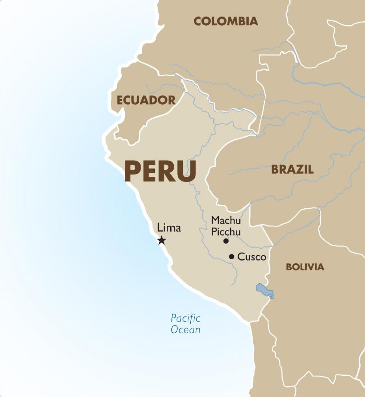 bản đồ của Peru và nước xung quanh