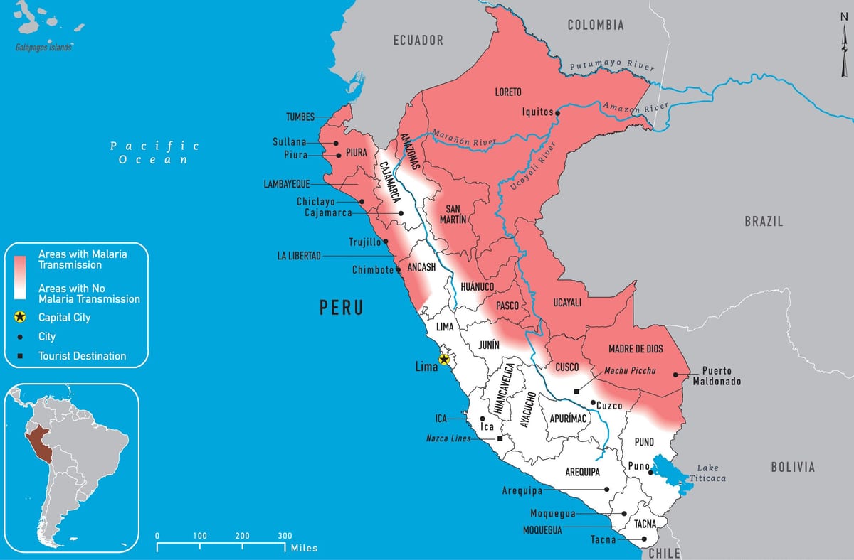 bản đồ của Peru sốt rét