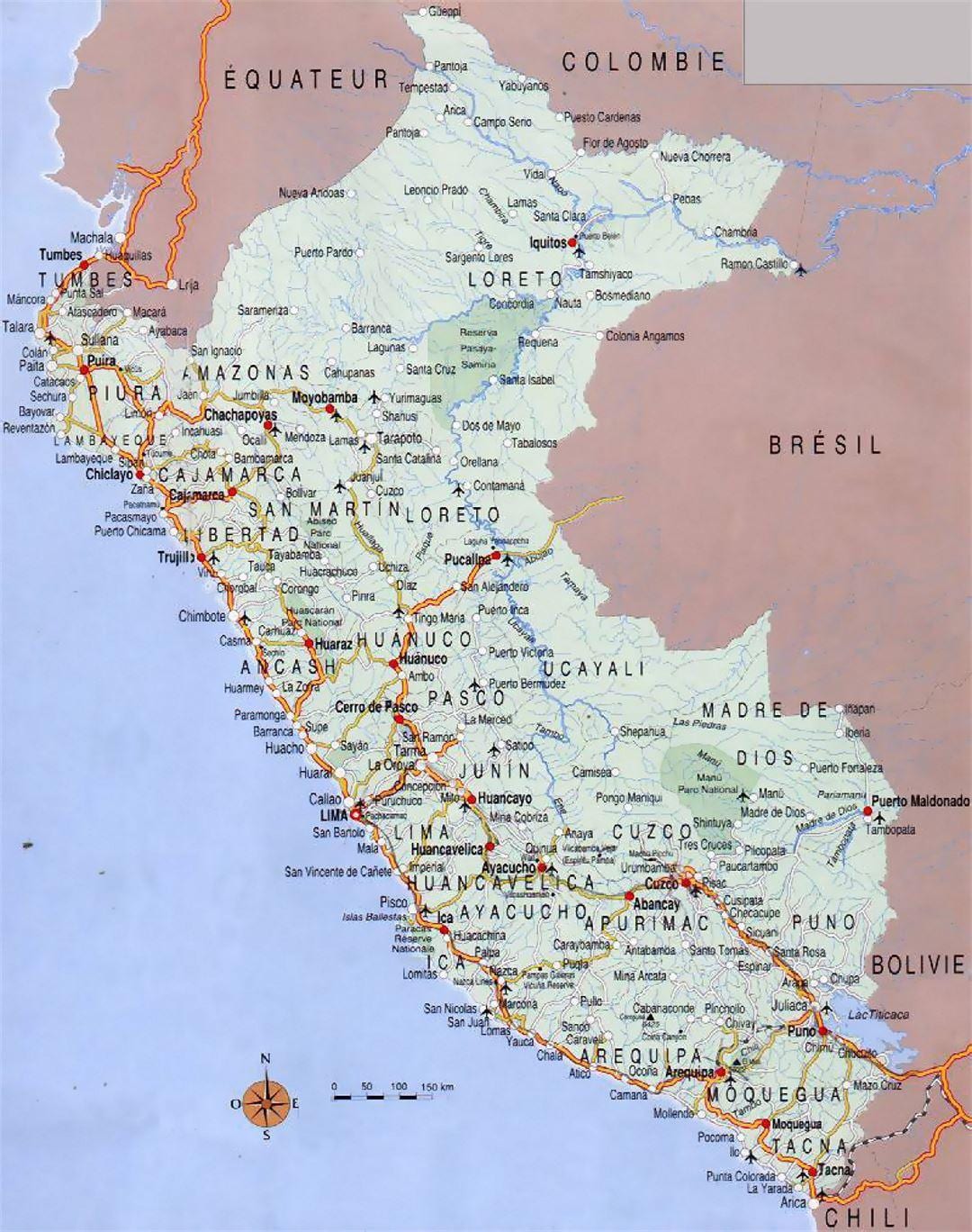 bản đồ của Peru thành phố