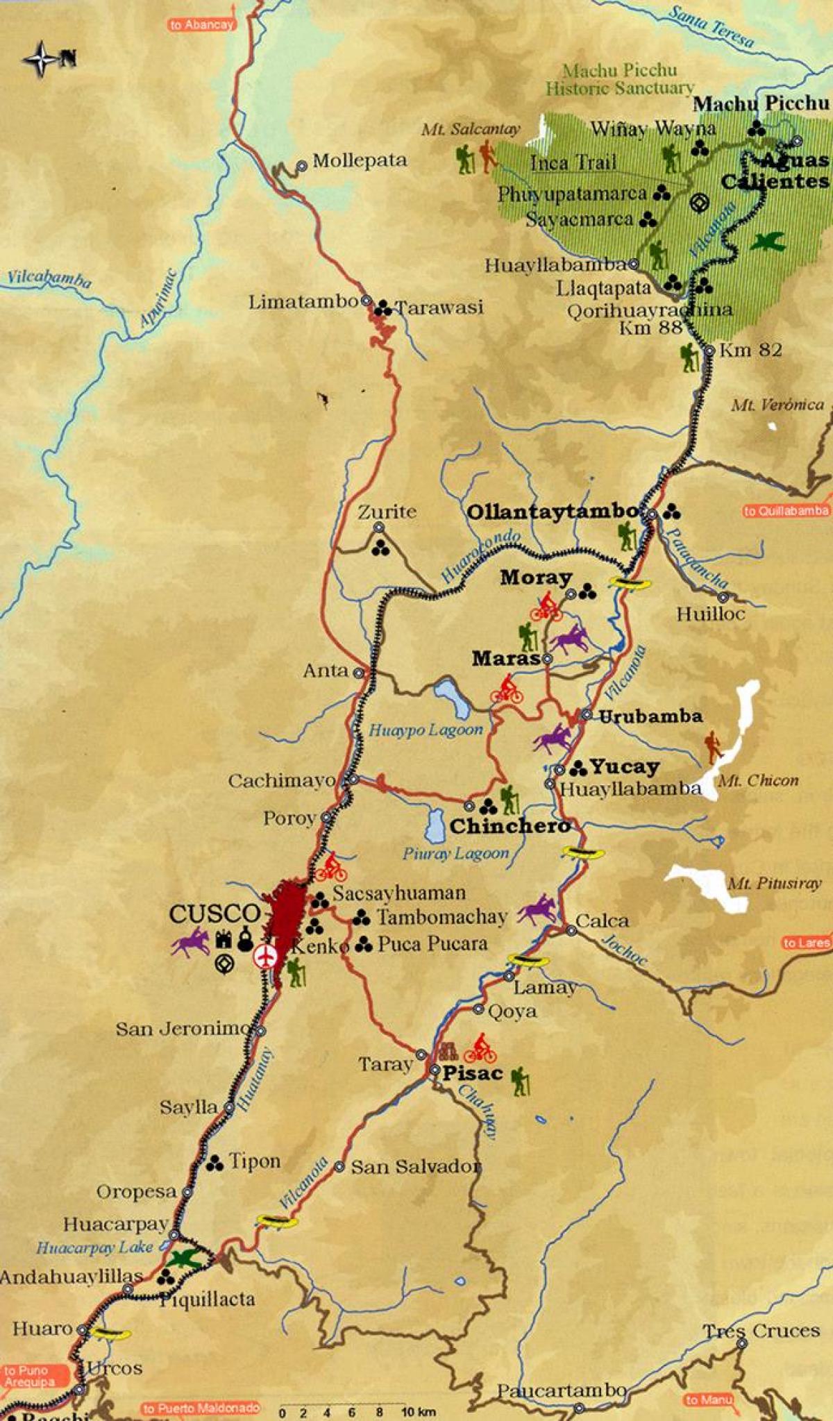 bản đồ của thiêng liêng thung lũng khu Peru