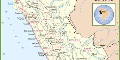 Bản đồ của bản đồ chính trị của Peru