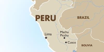 Bản đồ của Peru và nước xung quanh